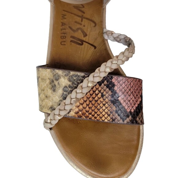 Blowfish Malibu Women's 10.5 Beige Metallic Ankle Strap Zip Open Toe Sandals - Picture 2 of 8